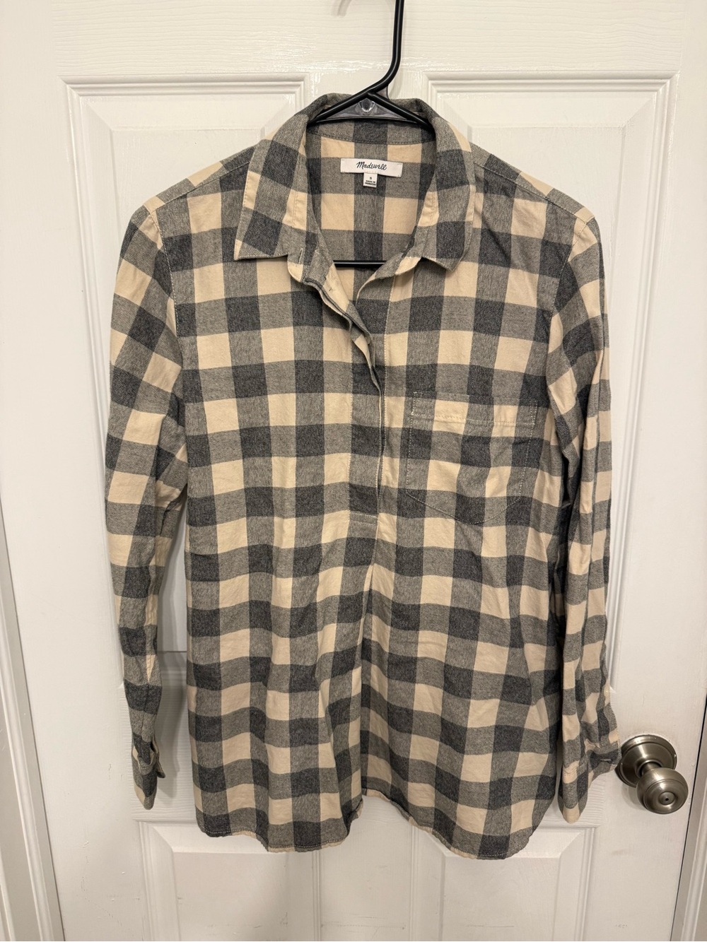 Madewell Classic Ex-Boyfriend Button-Back Shirt Sz S Check Flannel Oversized